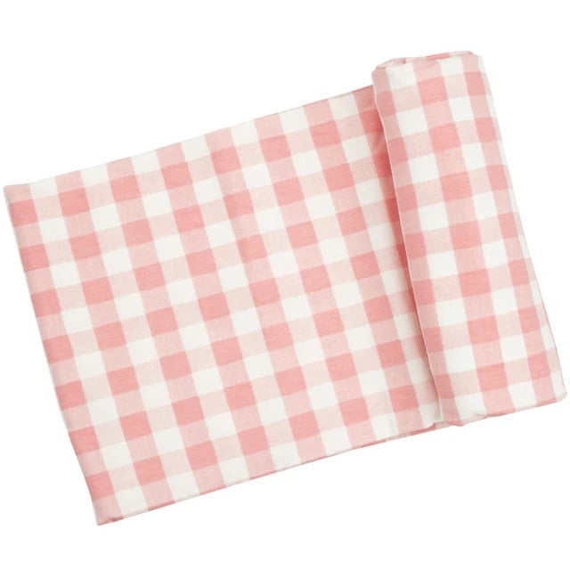 Angel Dear - Swaddle Blanket -  Pink and White Gingham