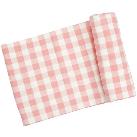 Angel Dear - Swaddle Blanket -  Pink and White Gingham