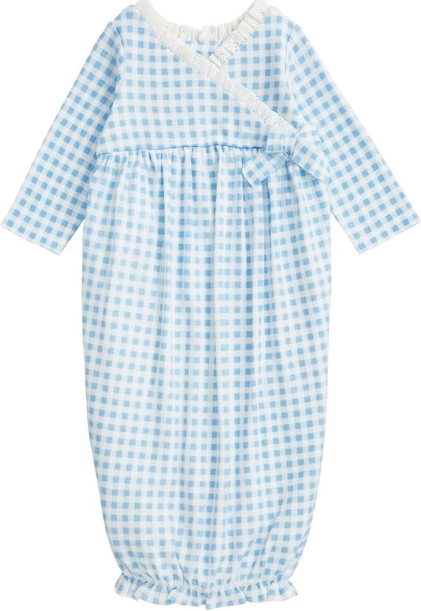 Blue Gingham Gown  0-3 months