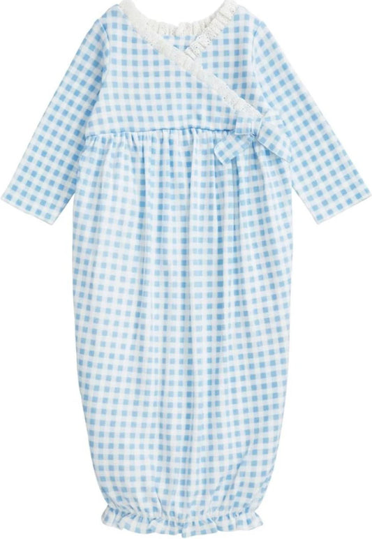 Blue Gingham Gown  0-3 months