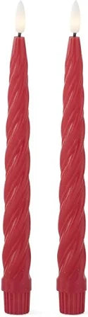 LED Red Spiral Taper Candles w/Timer