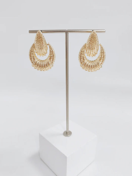 Gold Geometric Textured Drop Earring