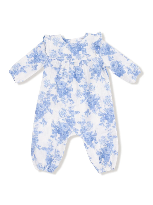 Dream Cottage Floral Blue  Romper