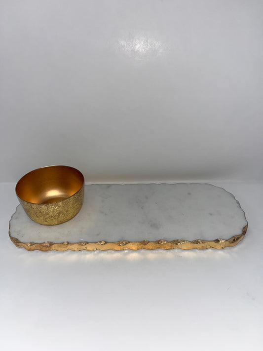 Oval Marble Platter with Bowl