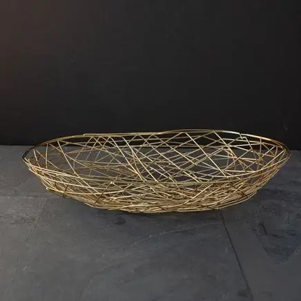 Gold Metal Basket Oval Wired