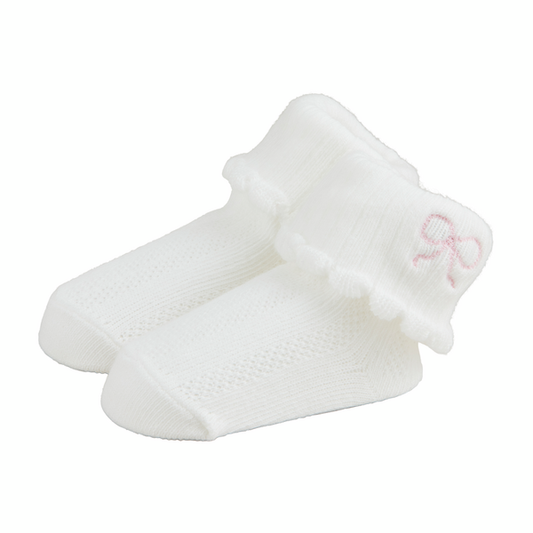 Baby Bow Pointelle Foldover Socks