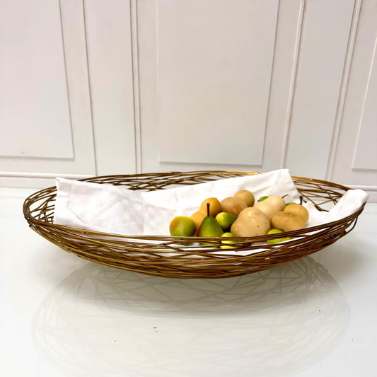 Gold Metal Basket Oval Wired